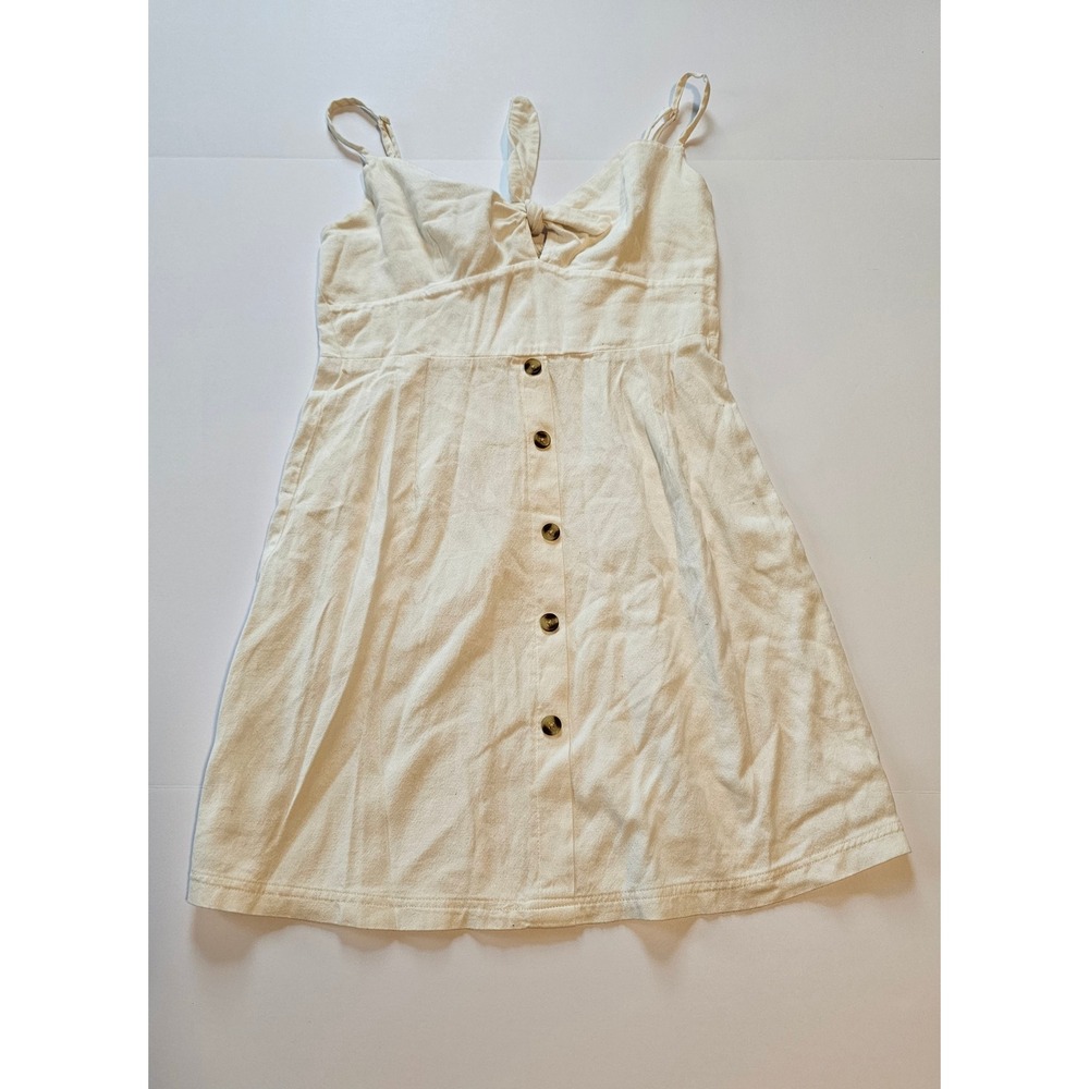 Rosie Harlow Mini Dress Womens Size M Ivory Cotton Tie Front Button Down Summer